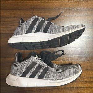 Adidas Black and White Sneakers with Sporty Knit Design